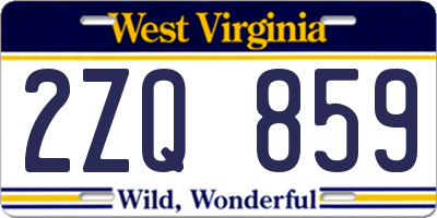 WV license plate 2ZQ859