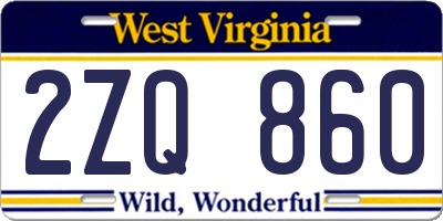 WV license plate 2ZQ860