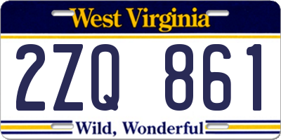 WV license plate 2ZQ861