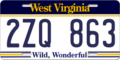 WV license plate 2ZQ863