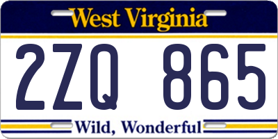 WV license plate 2ZQ865