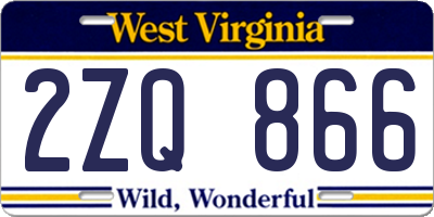 WV license plate 2ZQ866