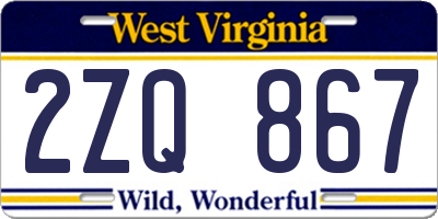 WV license plate 2ZQ867