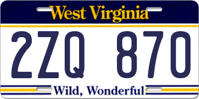 WV license plate 2ZQ870
