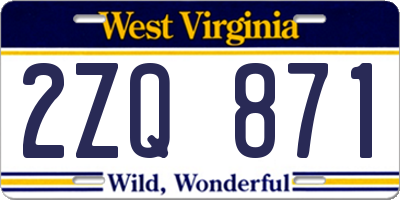 WV license plate 2ZQ871