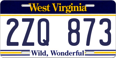 WV license plate 2ZQ873