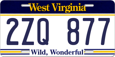 WV license plate 2ZQ877