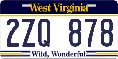 WV license plate 2ZQ878