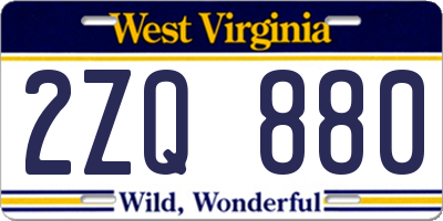 WV license plate 2ZQ880