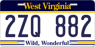 WV license plate 2ZQ882