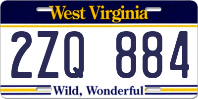 WV license plate 2ZQ884