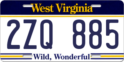 WV license plate 2ZQ885