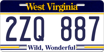 WV license plate 2ZQ887