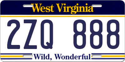 WV license plate 2ZQ888