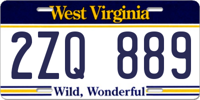 WV license plate 2ZQ889