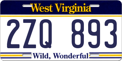 WV license plate 2ZQ893