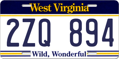 WV license plate 2ZQ894