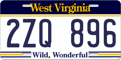 WV license plate 2ZQ896