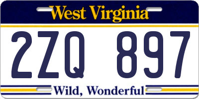 WV license plate 2ZQ897