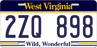 WV license plate 2ZQ898