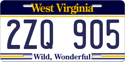 WV license plate 2ZQ905