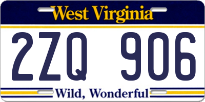 WV license plate 2ZQ906