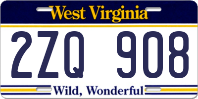 WV license plate 2ZQ908