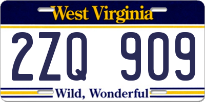 WV license plate 2ZQ909