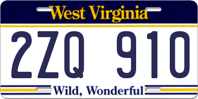 WV license plate 2ZQ910