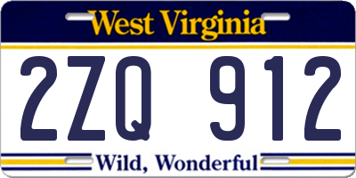 WV license plate 2ZQ912