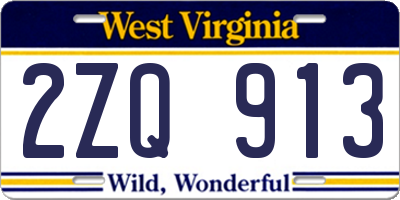 WV license plate 2ZQ913