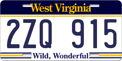WV license plate 2ZQ915