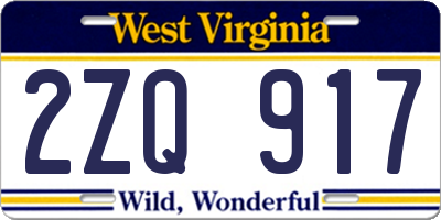 WV license plate 2ZQ917