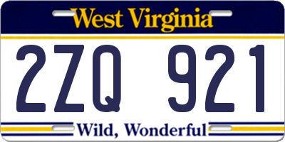 WV license plate 2ZQ921