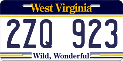 WV license plate 2ZQ923