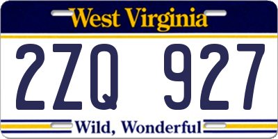 WV license plate 2ZQ927