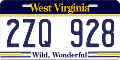 WV license plate 2ZQ928