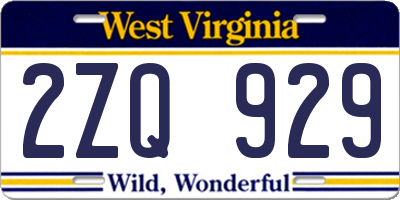 WV license plate 2ZQ929