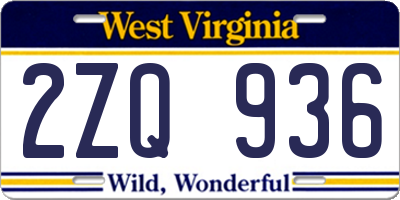WV license plate 2ZQ936