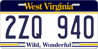 WV license plate 2ZQ940