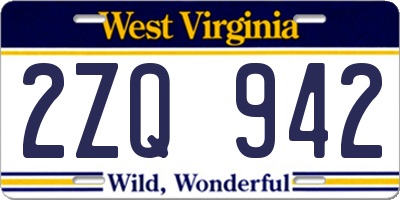 WV license plate 2ZQ942