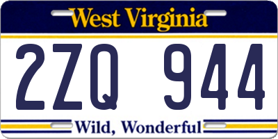 WV license plate 2ZQ944