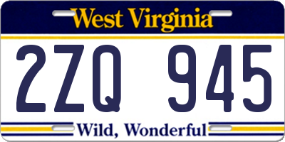 WV license plate 2ZQ945