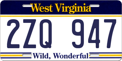 WV license plate 2ZQ947