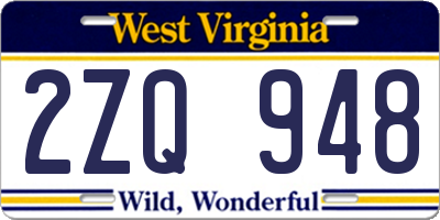 WV license plate 2ZQ948