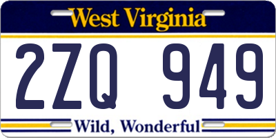 WV license plate 2ZQ949