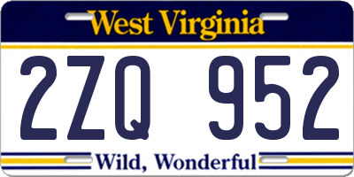WV license plate 2ZQ952