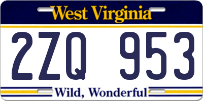 WV license plate 2ZQ953
