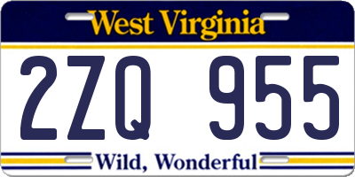 WV license plate 2ZQ955