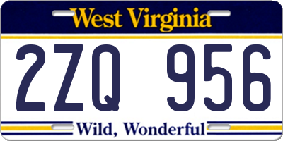 WV license plate 2ZQ956